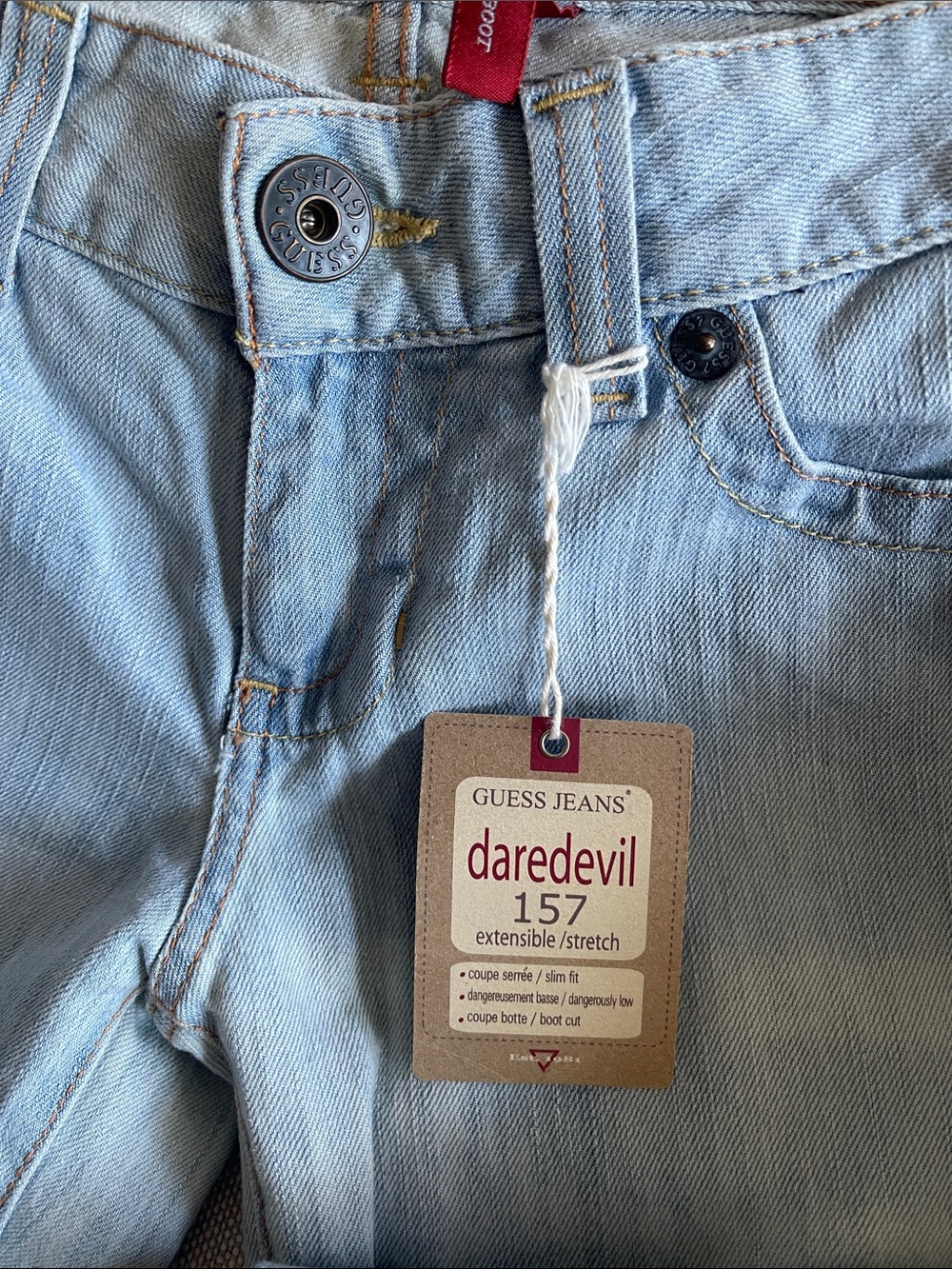 GUESS NEW Y2K Daredevil Bootcut Flare Jeans 29 light blue denim - Picture 2 of 12